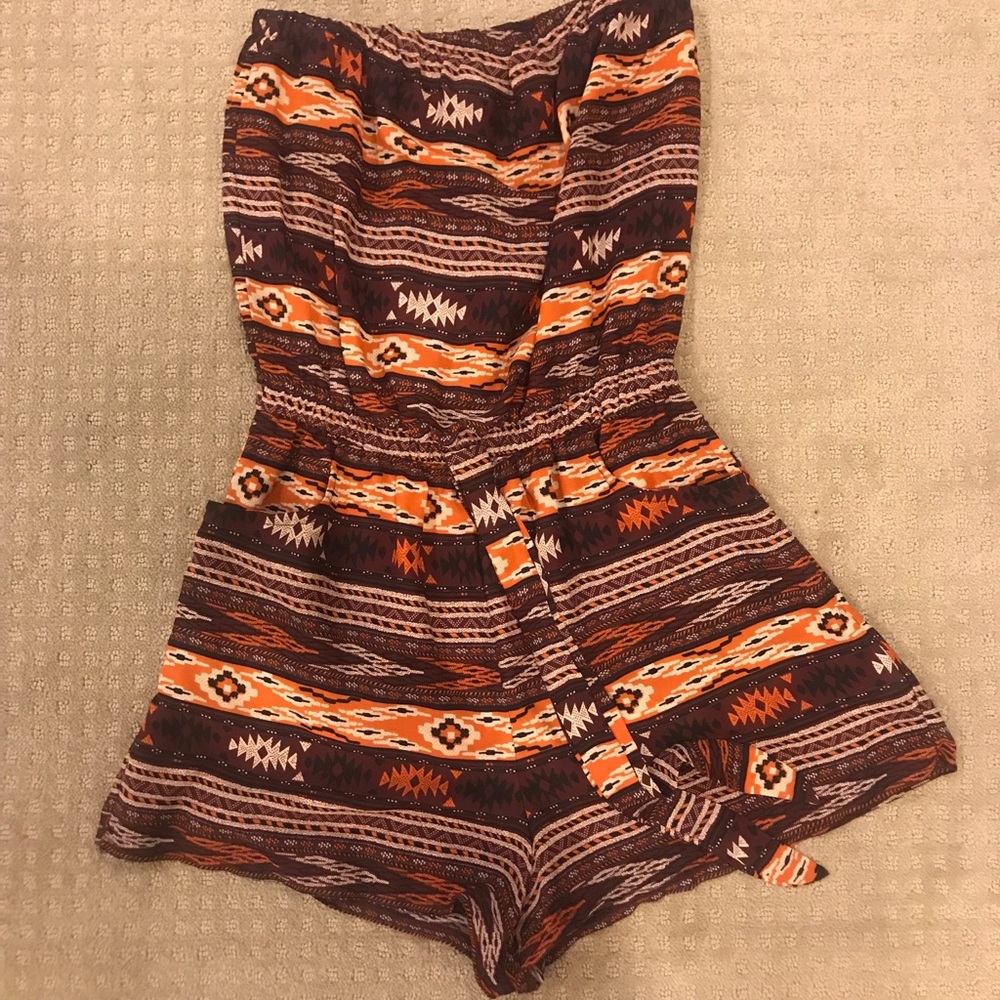 Strapless Patterned Romper